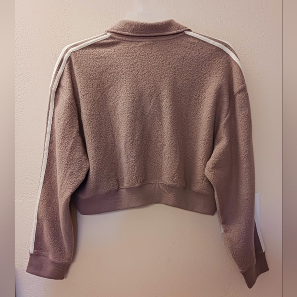 Pink Victoria's Secret Reverse Fleece Cropped Polo Sweatshirt Size Large - Picture 4 of 12